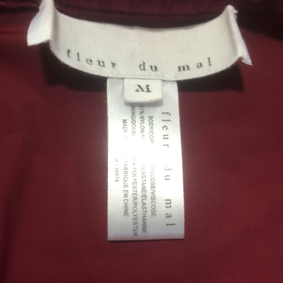 Fleur du Mal Raspberry Red Ribbed Long Sleeve Snap Button Dress Size Medium - Picture 7 of 9